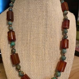Turquoise Cornelian gem stone necklace women’s